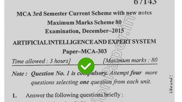 2015 Mdu MCA 3rd Sem Artificial Intelligence Question Paper
