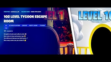 FORTNITE 102 LEVEL TYCOON ESCAPE ROOM BY WISHBONE - GARDEN THEME LEVELS 1-10 - TUTORIAL