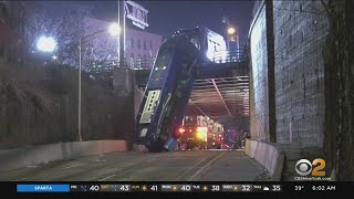 MTA Bus Crashes And Hangs Off Edge Of Cross Bronx Expressway