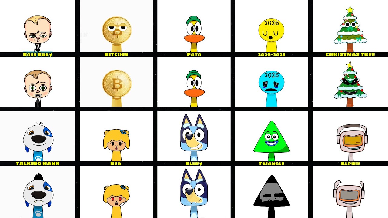 My Sprunki OC: BOSS BABY vs BITCOIN vs PATO vs 2026-2025 vs CHRISTMAS TREE vs TALKING HANK...!
