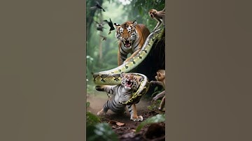 Mother Tiger Saves Her Cub from Giant Python 🐅🐍 | #ai #shorts #wildlife #tiger #trending #viral