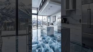 Frozen Crystal Kitchen Floor Reveal ❄️ #epoxyfloor #Frozen #oddlysatisfying #frozenkitchen #shorts