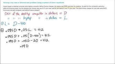 Solving a Tax Rate or Interest Rate Problem Using a System of Linear Equations