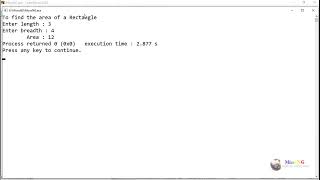 C++ program to find the area of a rectangle