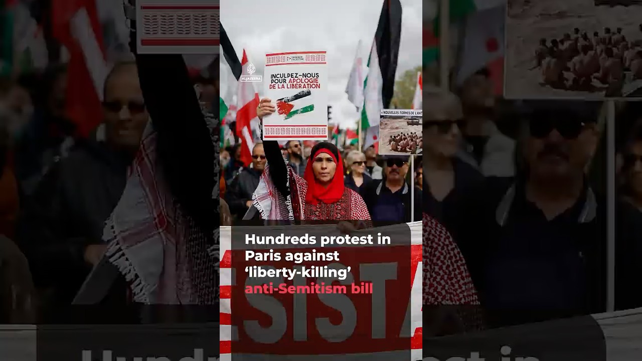 تظاهر محتجون في باريس احتجاجاً على مشروع قانون معاداة السامية الذي وصفوه بأنه "يقتل الحريات" | AJ #shorts