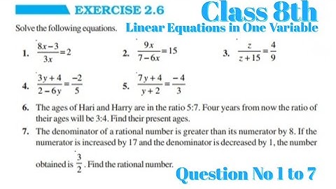 chapter 2 exercise 2.6 |Linear Equation In One Variable |CBSE NCERT  Ex.2.6 | NCERT Maths Class 8 |