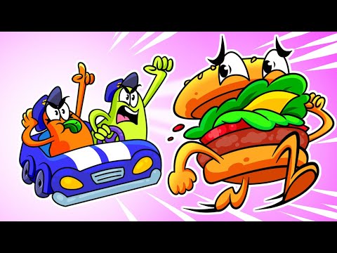 🍔😱 The burger ran away! Crazy food adventure | The hilarious life of fruits 🍐