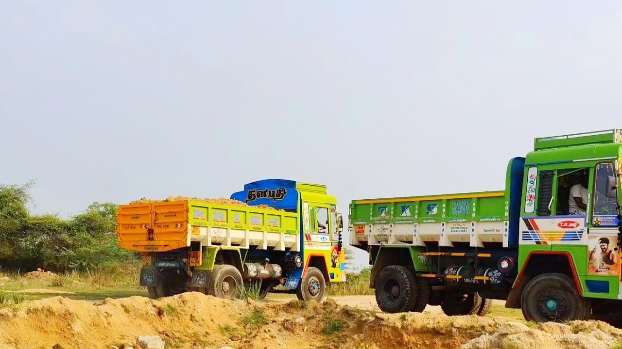 Ashok Leyland BS3 truck loading village work with jcb3dx loading work