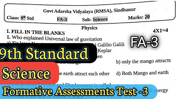 9th Standard | FA-3|Science|Model Question paper with Key Answers|English Medium #science #FA-3