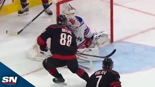 Hurricanes' Martin Necas Roofs It Past Shesterkin Off Of A Slick Feed