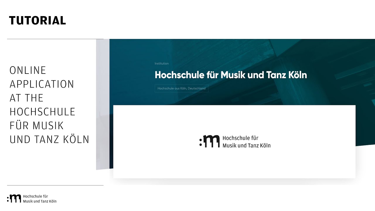 Update Tutorial: Online application at the HfMT Köln