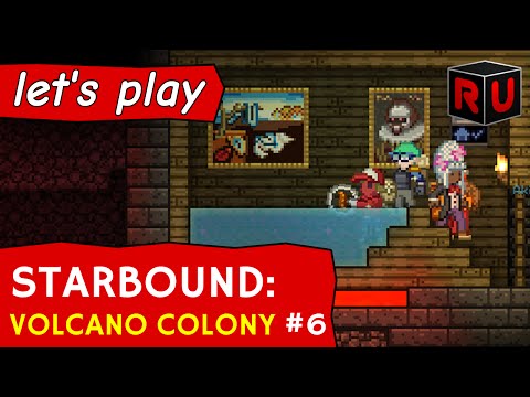 Building a totally not creepy basement & animated signs - Let's play Starbound Volcano Colony ep 6 - 동영상