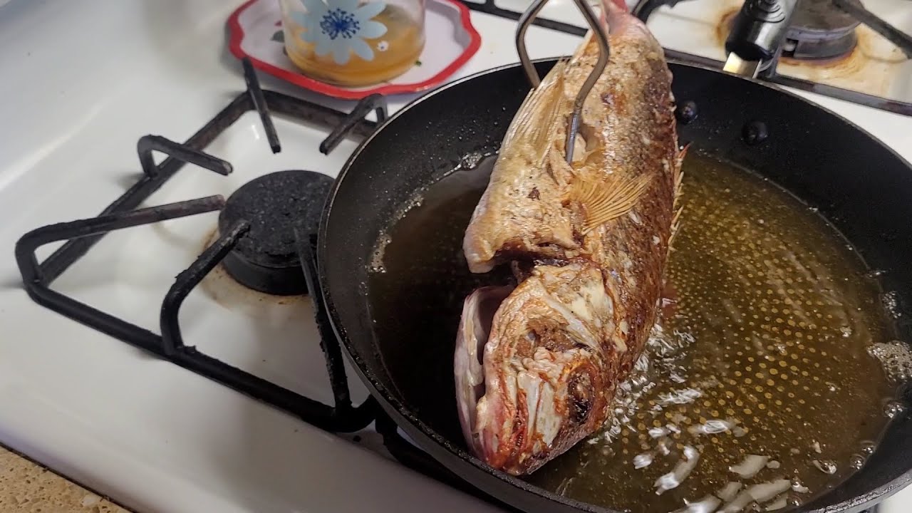 Deep fried whole red snapper fish YouTube
