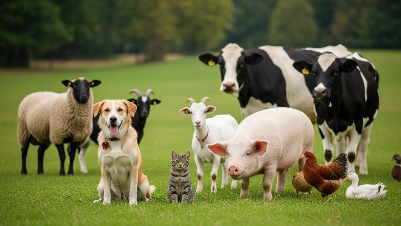 Collection of Cute Animal Sounds Duckling, Monkey, Horse, Cow, Pig, Rabbit   Animal Moments