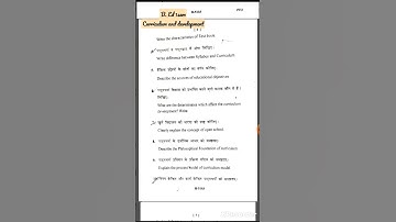 B. Ed first sem cc4 question paper #2023 #curriculumdevelopment and school #cc4