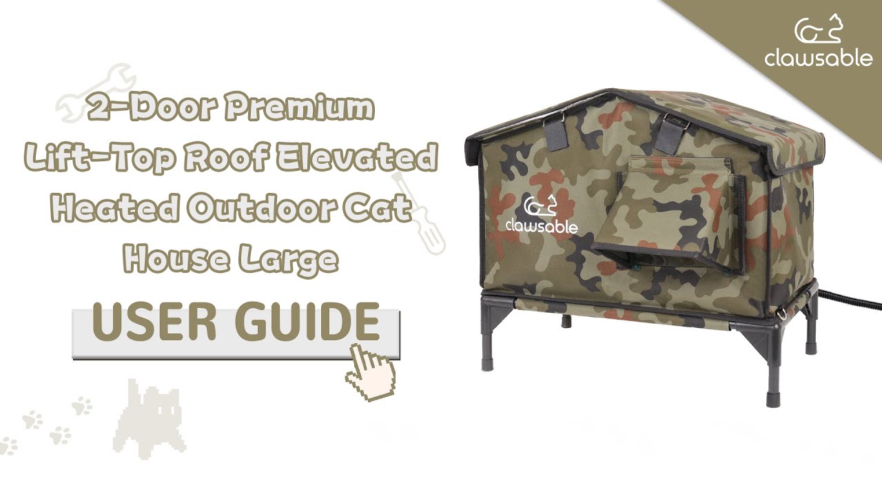 [ User Guide ] How To Install 2-Door Premium Lift-Top Roof Elevated Heated Outdoor Cat House Large