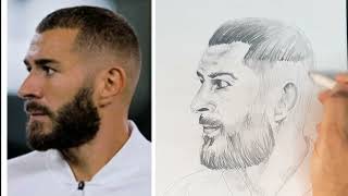 رسم كريم بنزيما بالقلم الرصاصPencil drawing of Karim Benzema