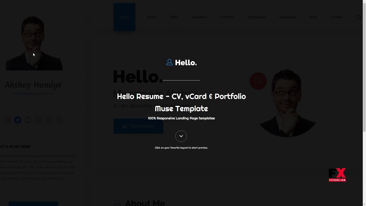 Hello Resume - CV, vCard and Portfolio Muse Template - YouTube