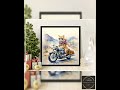 Cat on Motorcycle Wall Art, Cool Cat with Sunglasses Riding, Vintage Bike Painting, Animal Biker ...