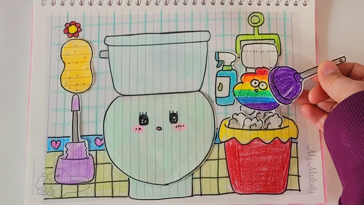 🎀paperdiy🎀 Cleaning the toilet 🚽 화장실 청소하기 종이놀이 