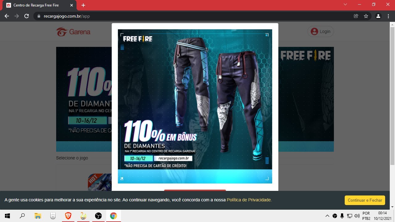 COMO RECARREGAR DIAMANTES! BÔNUS 110% FREE FIRE, COMO RECARREGAR