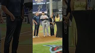Honoring Miguel Cabrera before the Marlins vs Tigers game July 28, 2023