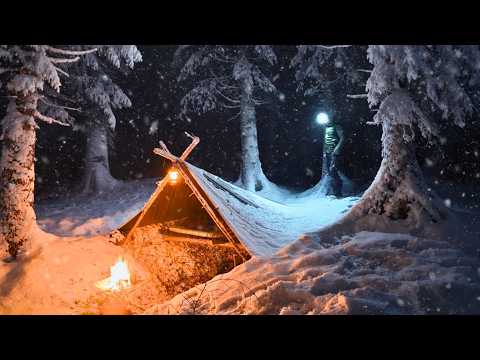 Hidden Forest Shelter - Tarp with a Wooden Bed thumbnail
