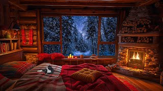 Deep Sleep With Blizzard And Fireplace Sounds Cozy Winter Ambience Snow Storm And Wind Sound