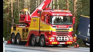 : Scania Boniface Rotator Truck - Heavy Recovery of Semi Trailer - Sweden