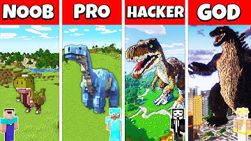 Minecraft Dinosaur Build Challenge - Noob vs Pro vs Hacker vs God Animation