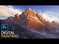 Winter mountain complete digital painting process