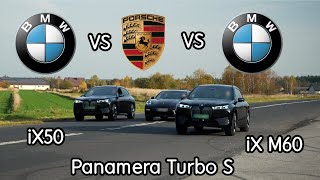 BMW ix M60 vs BMW iX50 vs Porsche Panamera Turbo S (ENGLISH)