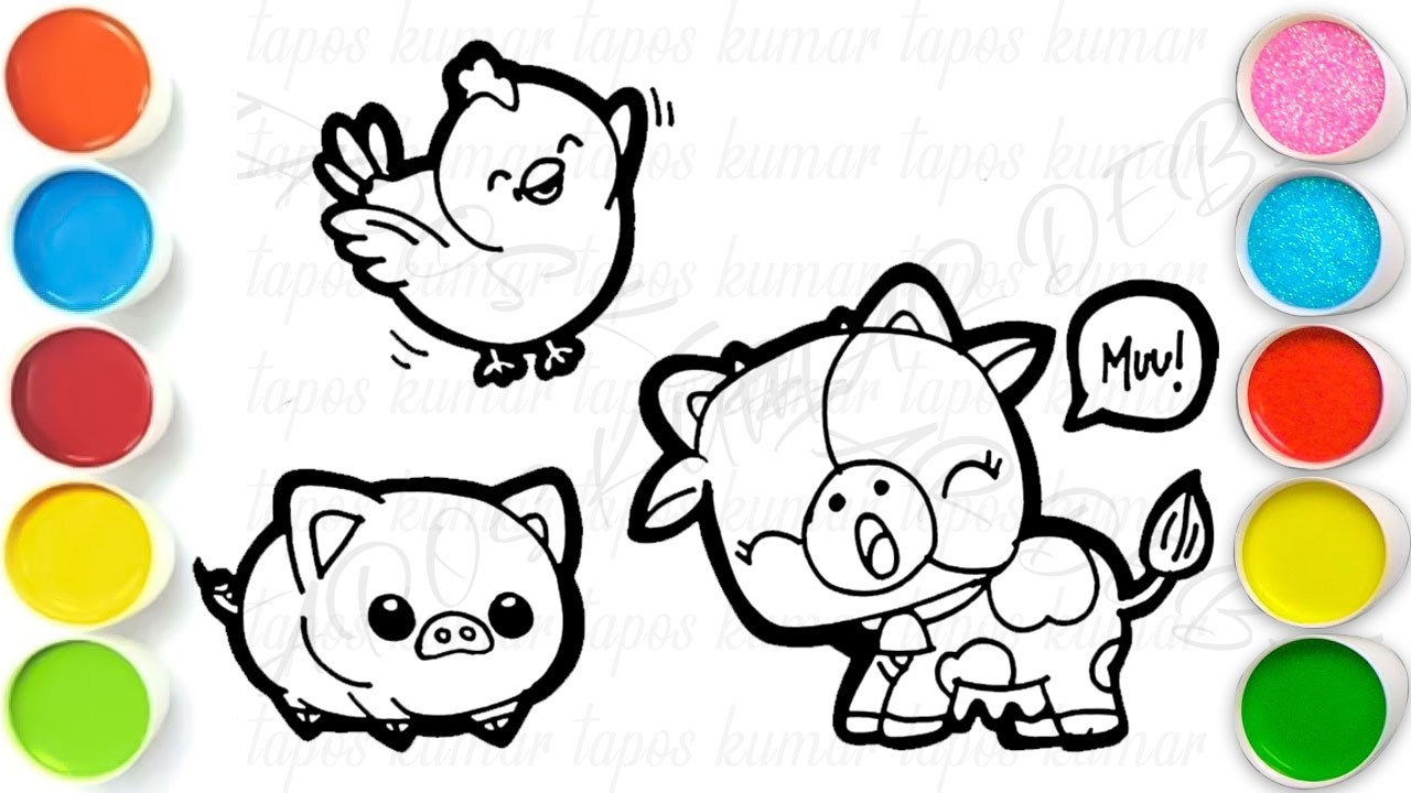 Рисование, раскрашивание и создание картин с изображением сельскохозяйственных животных для детей...