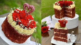 Red velvet cake with cream cheese frosting الكيك الأحمر بكريمة الجبن ️