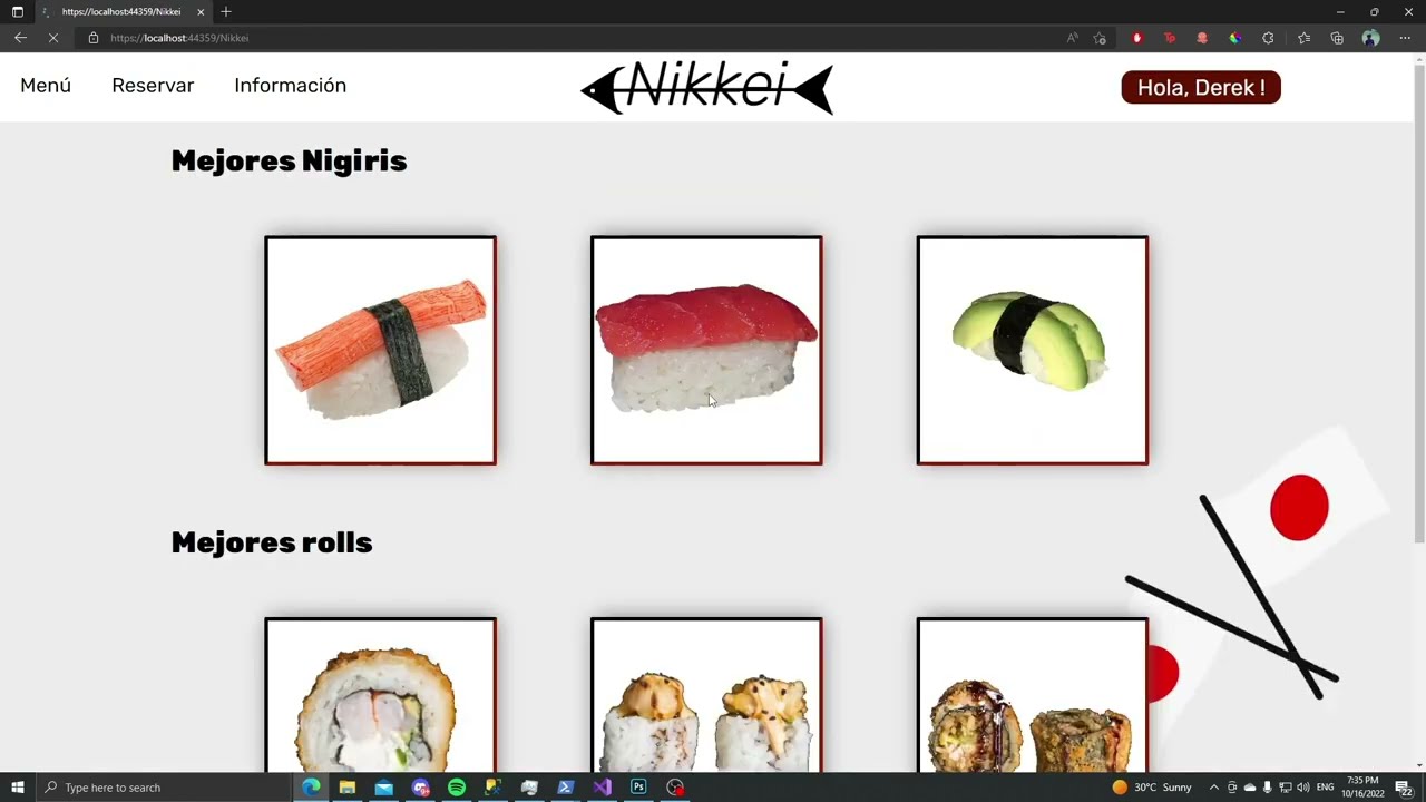 Nikkei restaurant video demonstration asp net core 3 1 sql server