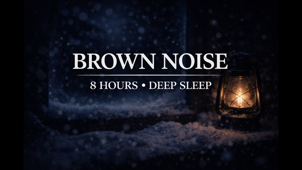 Deep Sleep Brown Noise l Cozy Cabin and Fireplace l 8 Hours l Stress Relief & Insomnia l Crackle