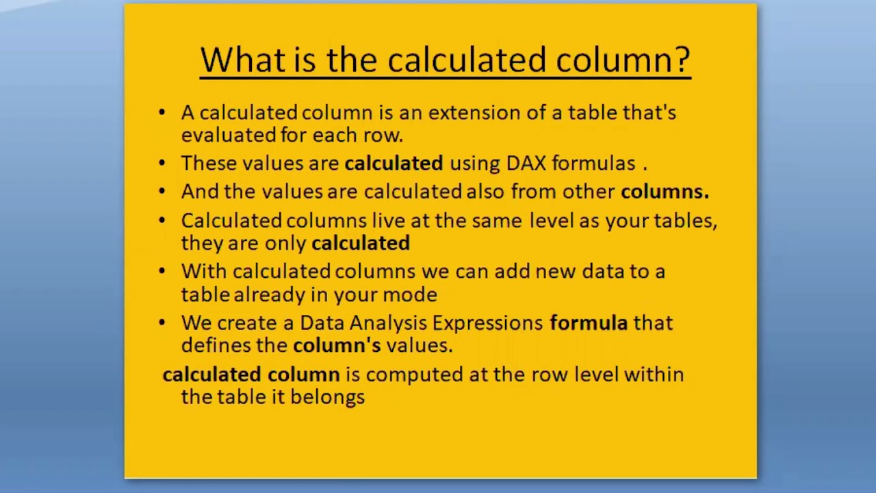 What Is The Calculated Column In Power BI YouTube What Is The Calculated Column In Power BI YouTube