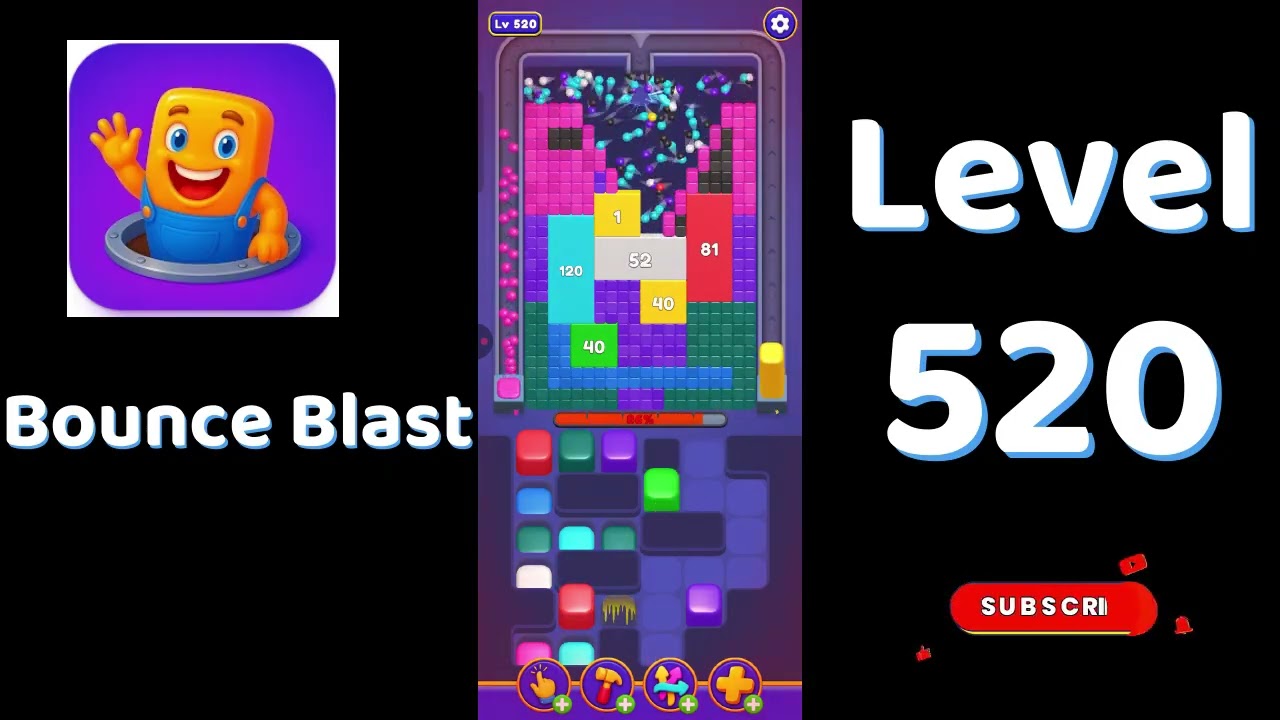 パワフル！！ BLAST（ブラスト）520W 4ｃｈアンプ！！ Bounce Blast Level 520 Walkthrough 🎮💥 | Tricky Ball Puzzle