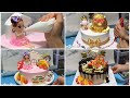 Làm bánh kem Ngôi Nhà Búp Bê , Bánh kem túi vàng, bánh kem trái cây | Make cake fruit, doll cake