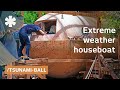 Extreme weather house boat floats in Silicon Valley backyard
