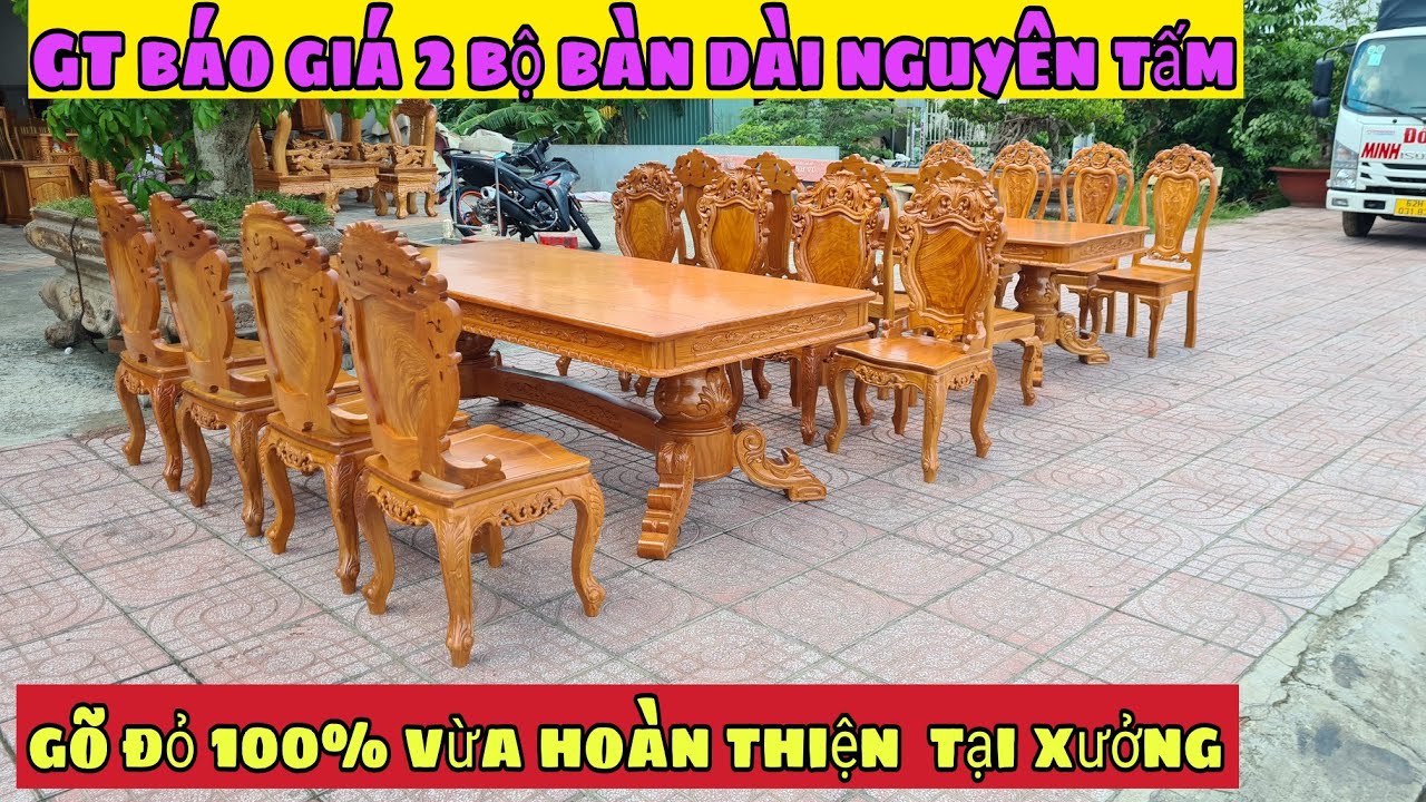 GT báo giá 2bộ bàn dài nguyên tấm vừa hoàn thiện tại xưởng