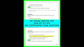 API TESTING PRACTICE TEST 2026 API 510 570 653 Certification Exam Questions Practice Guide 2026 24