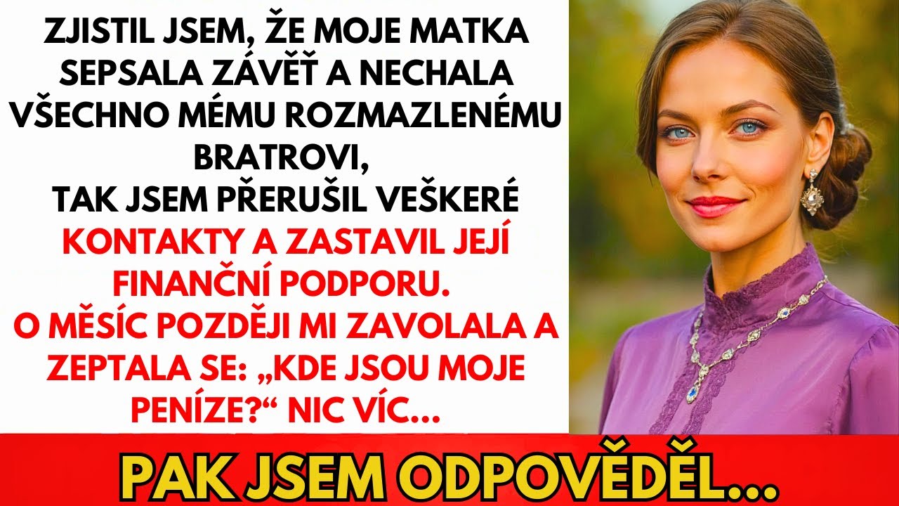 V úterý večer mi zavolala máma. Nezeptala se, jak se mám. První věta byla: „Kde jsou peníze?" Čtyři roky jsem jí posílala přes čtyřicet tisíc měsíčně, platila hypotéku, energie i jídlo pro bratra,...