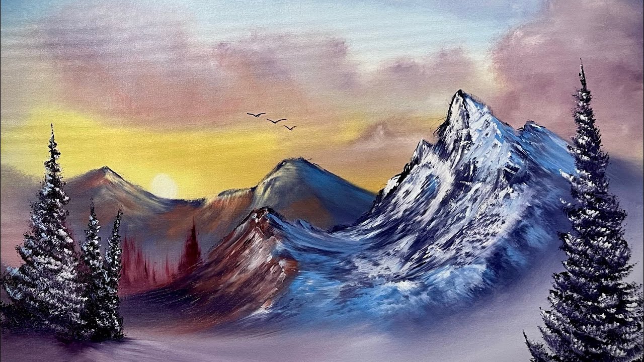 Wall26 Majestic Sunset In The Mountains – 24x24 Inch Stretched Canvas Wall Art