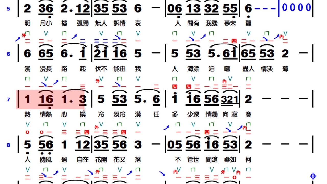 塵緣 -  G調伴奏(動態譜)