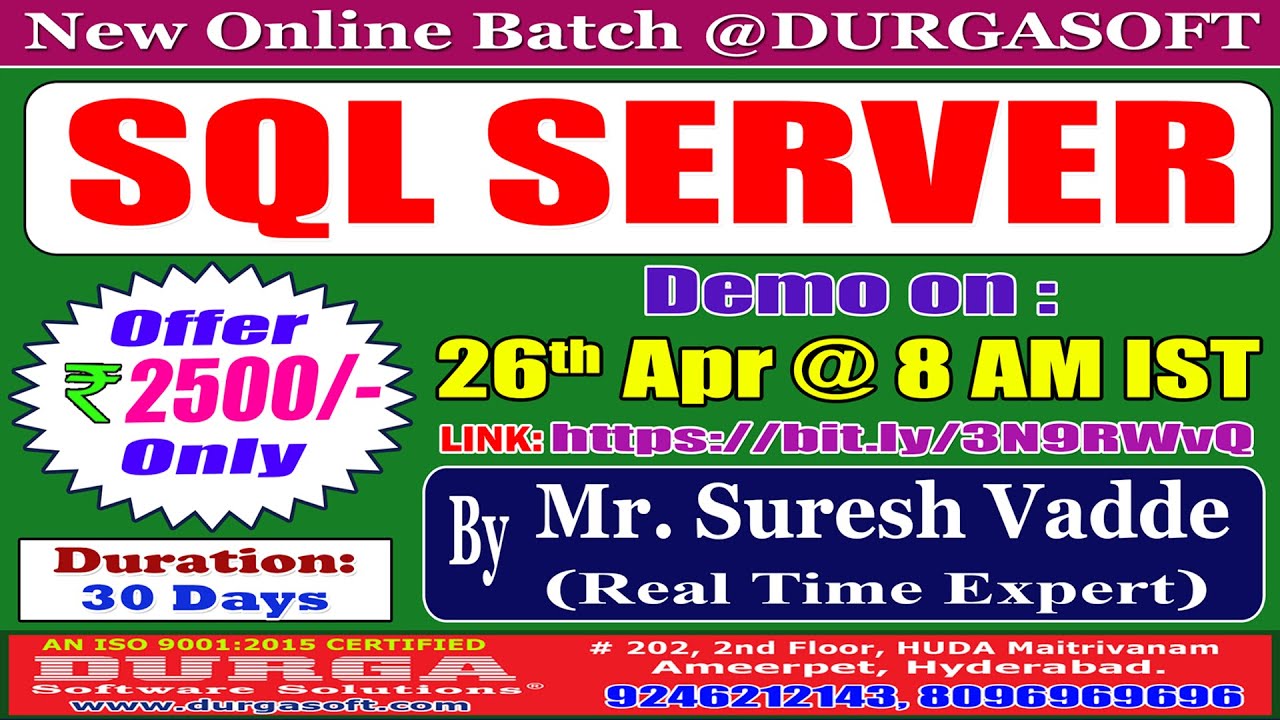 Sql server online training durgasoft youtube