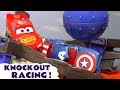 Hot Wheels Knockout Racing with Disney Cars Toys McQueen and the Avengers Superhero Cars TT4U