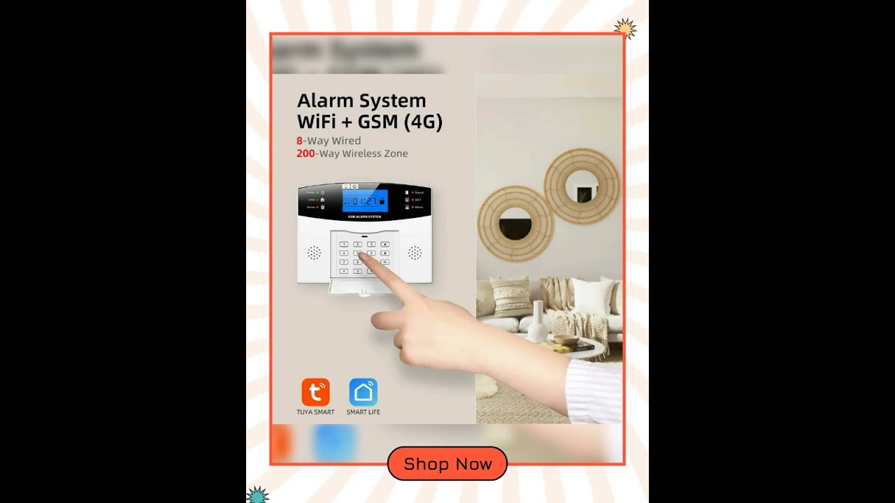 Keypad GSM Wifi Alarm Security 433MHz Wireless Smart Home Burglar Alarm System APP Control Motion...