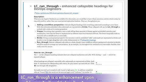 LC_run_through - a Jupyter Extension - enhanced collapsible headings for infrastructure engineers