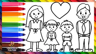 Desenhar e Colorir uma Família  Desenhos Para Crianças